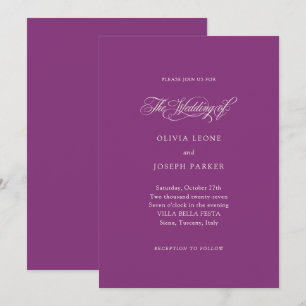 Invitación Plum Purple   Boda de elegancia italiana