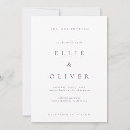 Invitación Plum Purple Boho Elegante Boda Minimalista