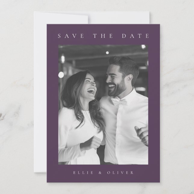 Invitación Plum Purple Boho Photo Save the Date I (Anverso)