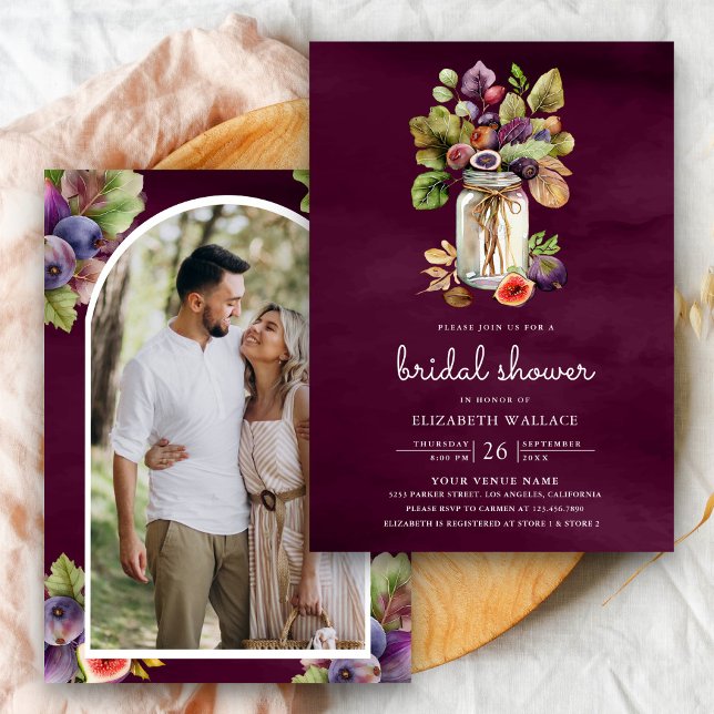 Invitación Plum Purple Fig Mason Jar Photo Briower (Subido por el creador)