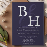 Plum Purple Minimalista Monograma Boda