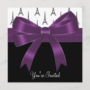Invitación Plum Purple Paris Eiffel Tower Fiesta