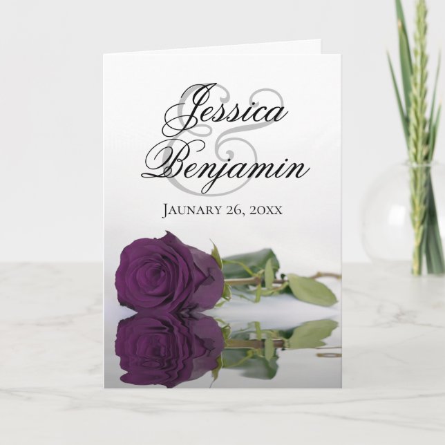Invitación Plum Purple Rosa Elegante Boda de fotografía román (Anverso)