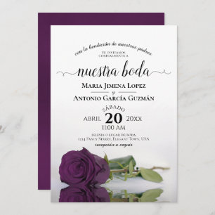 Invitación Plum Purple Rosa Español Nuestra Boda Boda