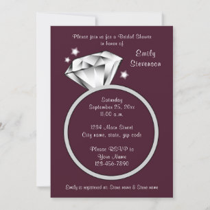Invitación Plum Purple Wine Diamond ring Bridal Shower