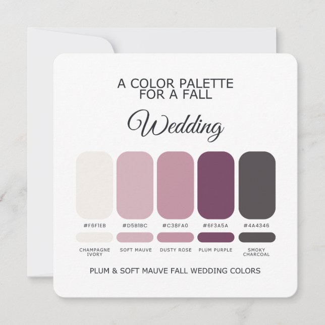 Invitación Plum Soft Mauve Fall Wedding Palette 2026 Card (Anverso)