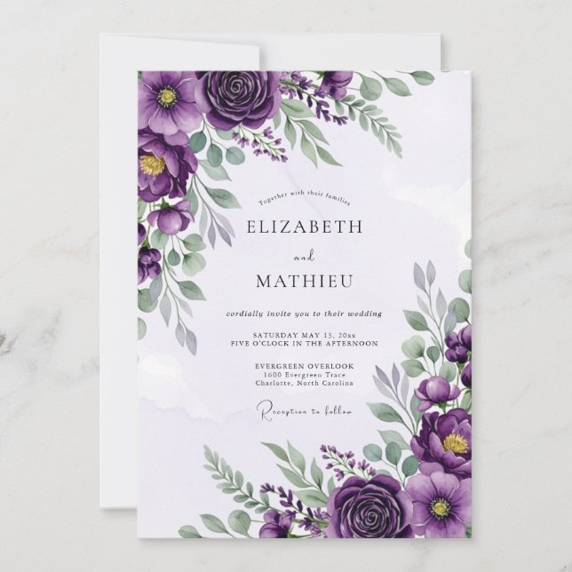 Invitación Plum Sophisticated Spring Wedding (Anverso)