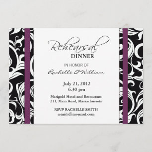 Invitación Plum Swirl Rehearst Dinner Card