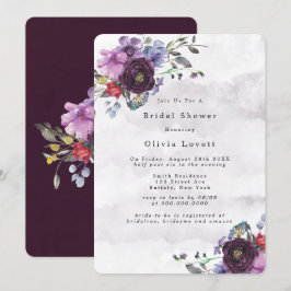 Invitación Plum Violet Botánico Peony Shower