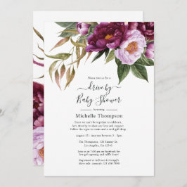 Invitación Plum y Pastel Violeta Floral Por Ducha