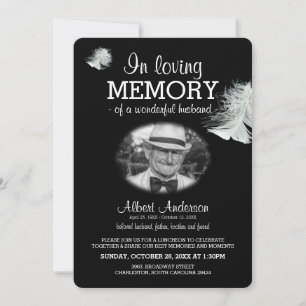 Invitación Pluma Blanca En Cariñoso Recuerdo Foto Personaliza