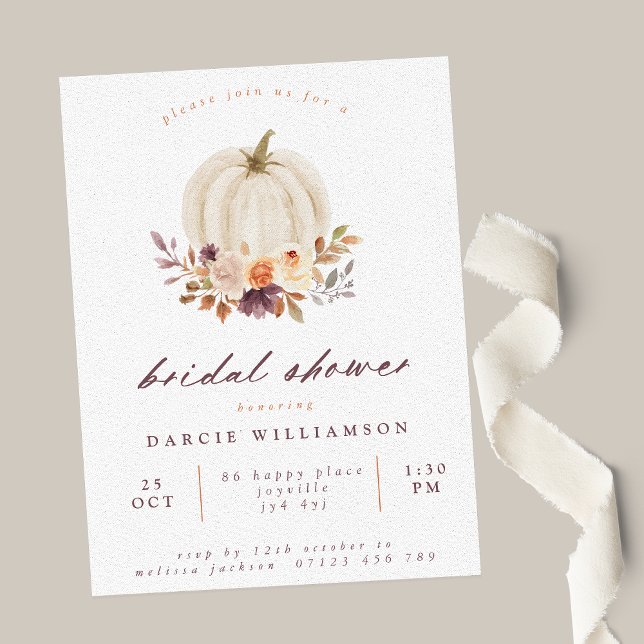 Invitación Pluma de calabaza floral y ducha de novia terracot (Subido por el creador)
