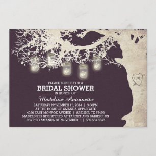 Invitación Pluma de ducha marrón claro de novia