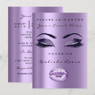 Invitación Pluma de lavanda Morada Purpurina Negro Nodal 16