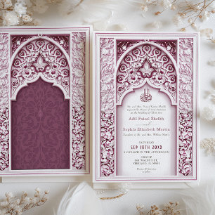 Invitación Pluma de marco floral islámico Boda musulmana