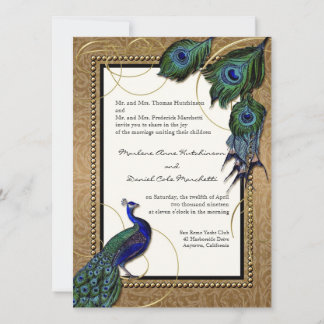 Invitación Pluma de pavo real 7 - Boda formal elegante