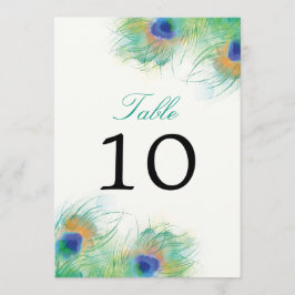 Invitación Pluma de pavo real con acuarela teal | Número de m
