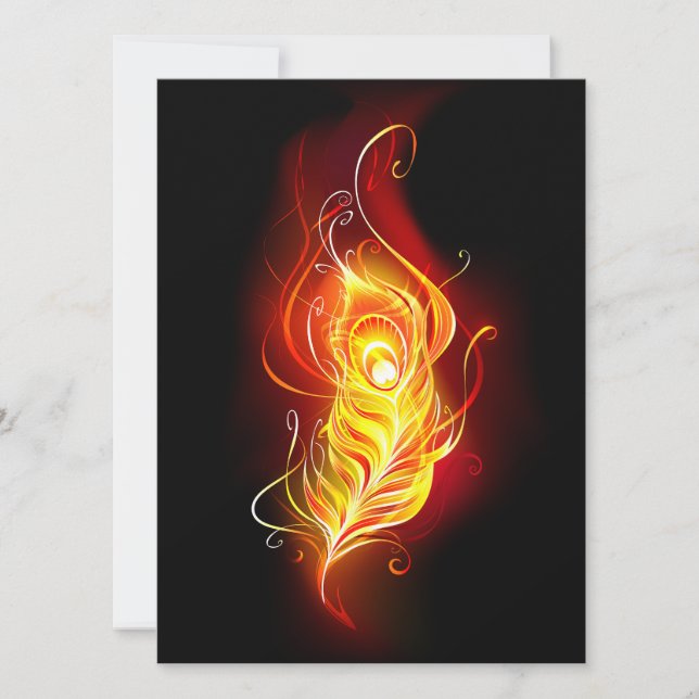 Invitación Pluma de pavo real de fuego (Anverso)