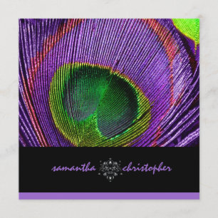 Invitación Pluma de pavo real psicodélico PixDezine