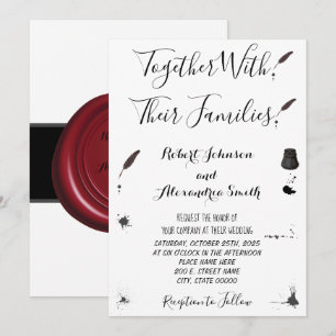 Invitación Pluma de plumas y Boda de tinta