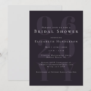 Invitación Pluma Púrpura Negrita Tipo Negrita Ducha Británica