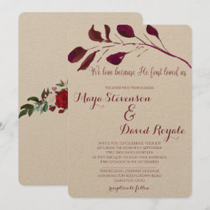 Invitación Pluma Rústica   Amamos porque nos amó por primera 