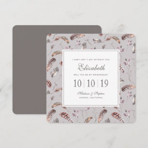 Invitación Pluma y patrón floral vintage - Novia