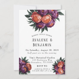 Invitación Pluma y pintura Naranja Peony Bodas Ducha