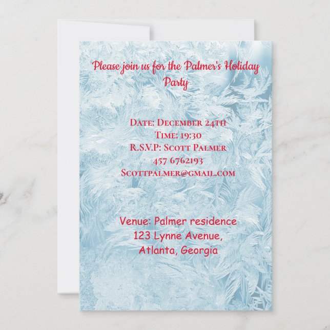 Invitación Plumas abstractas y copos de nieve  (Anverso)
