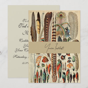Invitación Plumas de aves silvestres antigüedades