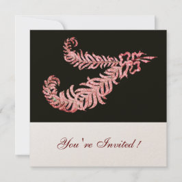 Invitación PLUMAS DE DIAMANTE , Champagne Rosa Metálico