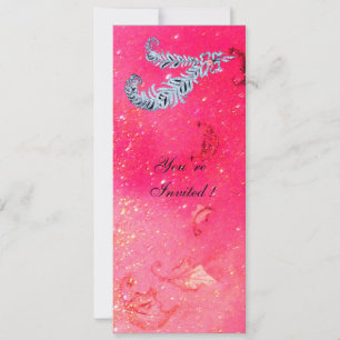 Invitación PLUMAS DE DIAMANTE, destellos rosados