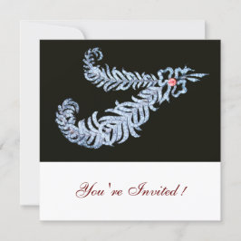 Invitación PLUMAS DE DIAMANTE GEM PINK Rosa Blanco Boda