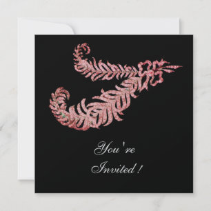 Invitación PLUMAS DE DIAMANTE , Metálico Plateado Rosa