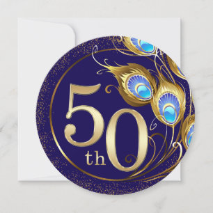 Invitación Plumas de pavo real 50º aniversario de bodas de di