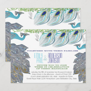 Invitación Plumas de pavo real de los felices años 20