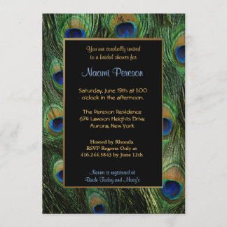 Invitación Plumas de pavo real - Ducha de novia