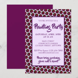 Invitación Plumas Ripe Verano Pluma Púrpura Fruta Impresión
