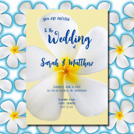 Invitación Plumeria blanca en Boda amarillo, tropical, floral