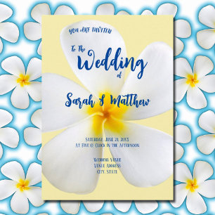 Invitación Plumeria blanca en Boda amarillo, tropical, floral