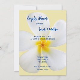 Invitación Plumeria blanca en ducha amarilla, floral, de pare
