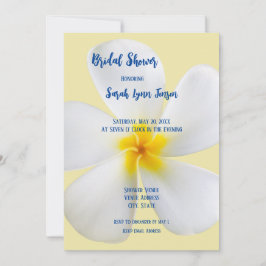 Invitación Plumeria blanca en ducha amarilla, floral, novia