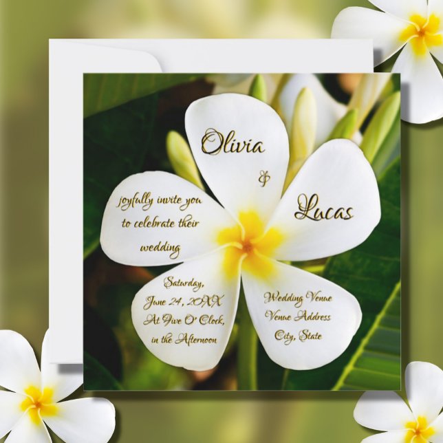 Invitación Plumeria blanca tropical - Nuevos comienzos - Boda (Subido por el creador)