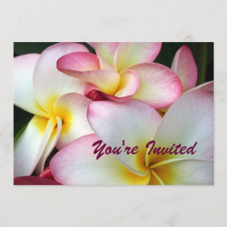 Invitación Plumeria blanca y rosa