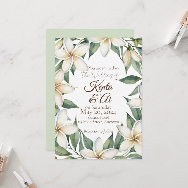 Invitación Plumeria Boda (Anverso/Reverso In Situ)