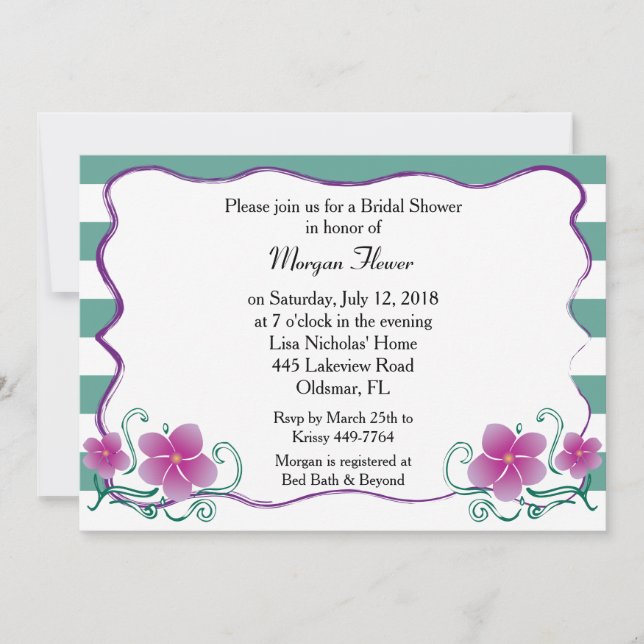 Invitación Plumeria Bridal Shower (Anverso)