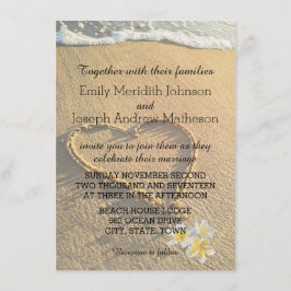 Invitación Plumeria de bodas de playa/arena y mar frangipani