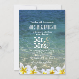 Invitación Plumeria Flores Boda de Destino Playa