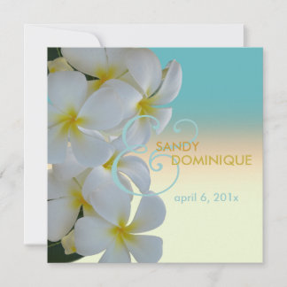 Invitación Plumeria Lei boda tropical
