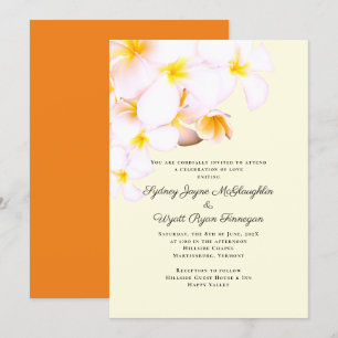 Invitación Plumeria moderna de flores hawaianas Boda amarillo